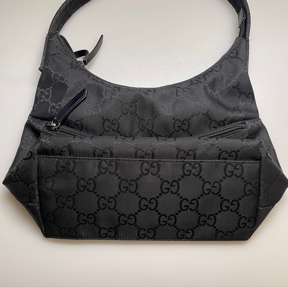 Gucci black tote bag canvas GG sac hobo shoulder bag - Picture 3 of 12